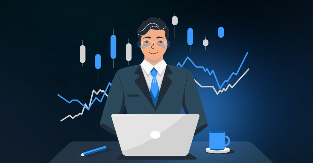 An image of a day trader getting excited for the price movement.