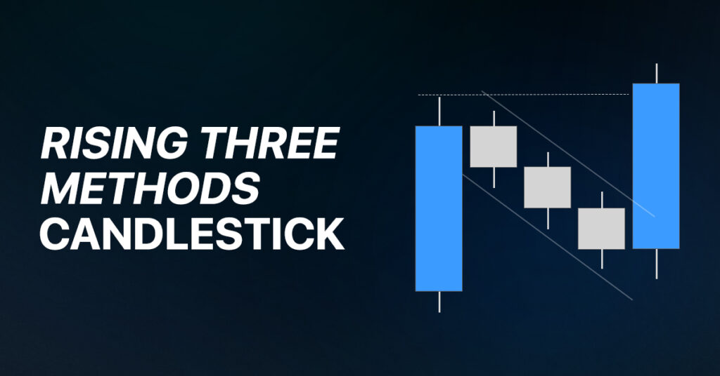 An image of a rising three methods candlestick pattern. 