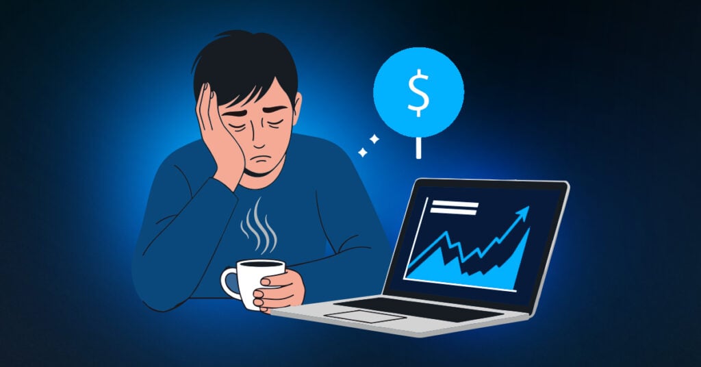 A graphical depiction of a person experiencing Fear of Missing Out. 